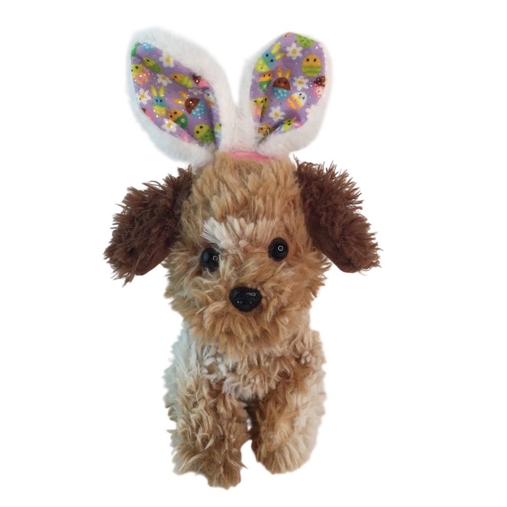 Walmart Plush Puppy Dog 10in‎ Brown Tan Easter Bunny Ears Shaggy Stuffed Animal